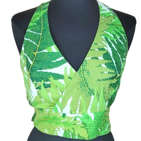 Anthropologie Tops - ANTHROPOLOGY tropical, side, zip wrap around halter top